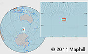 Gray Location Map of the area around 57° 10' 28" S, 124° 10' 30" E, hill shading