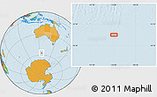 Political Location Map of the area around 57° 10' 28" S, 125° 1' 30" E