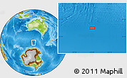 Physical Location Map of the area around 57° 10' 28" S, 125° 52' 30" E