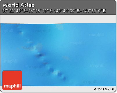Shaded Relief 3D Map of the Area around 57° 10' 28" S, 141° 10' 30" E