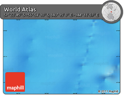 Physical Map of the Area around 57° 10' 28" S, 143° 43' 29" E