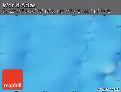 Physical Map of the Area around 57° 10' 28" S, 143° 43' 29" E