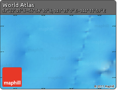 Physical Map of the Area around 57° 10' 28" S, 143° 43' 29" E