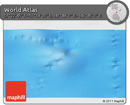 Physical 3D Map of the Area around 57° 10' 28" S, 146° 16' 30" E
