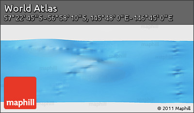 Physical Panoramic Map of the Area around 57° 10' 28" S, 146° 16' 30" E