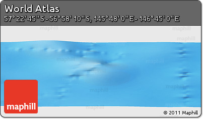 Physical Panoramic Map of the Area around 57° 10' 28" S, 146° 16' 30" E