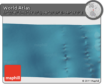 Satellite 3D Map of the Area around 57° 10' 28" S, 148° 49' 29" E