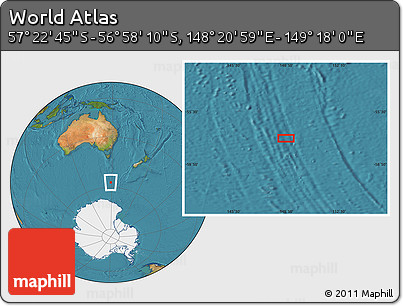 Satellite Location Map of the Area around 57° 10' 28" S, 148° 49' 29" E