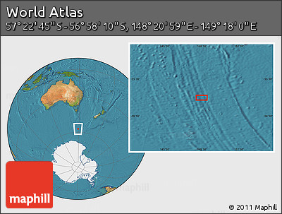 Satellite Location Map of the Area around 57° 10' 28" S, 148° 49' 29" E