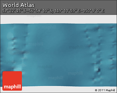 Satellite 3D Map of the Area around 57° 10' 28" S, 149° 40' 30" E