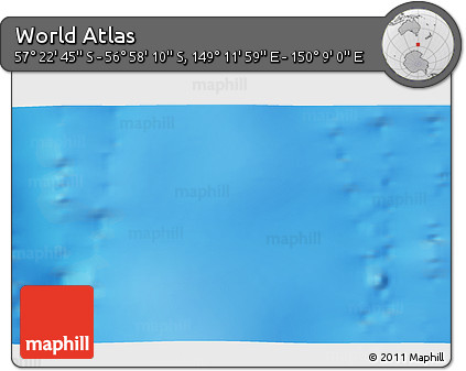 Shaded Relief 3D Map of the Area around 57° 10' 28" S, 149° 40' 30" E