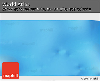 Physical 3D Map of the Area around 57° 10' 28" S, 151° 22' 30" E