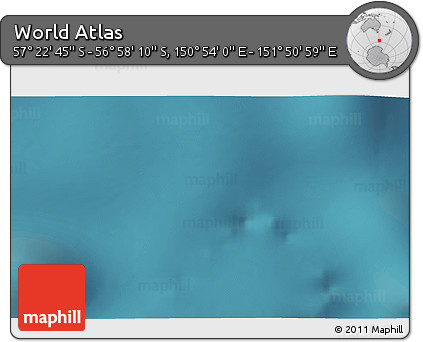 Satellite 3D Map of the Area around 57° 10' 28" S, 151° 22' 30" E
