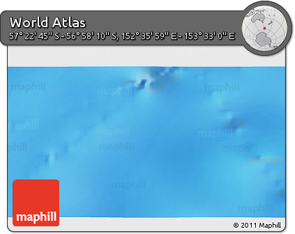 Physical 3D Map of the Area around 57° 10' 28" S, 153° 4' 29" E
