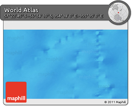 Physical 3D Map of the Area around 57° 10' 28" S, 154° 46' 30" E