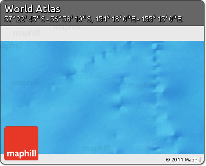 Physical 3D Map of the Area around 57° 10' 28" S, 154° 46' 30" E