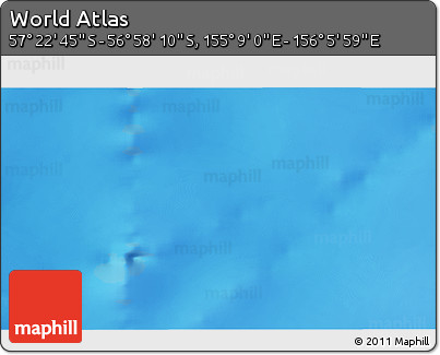 Physical 3D Map of the Area around 57° 10' 28" S, 155° 37' 30" E