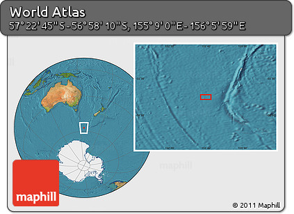 Satellite Location Map of the Area around 57° 10' 28" S, 155° 37' 30" E