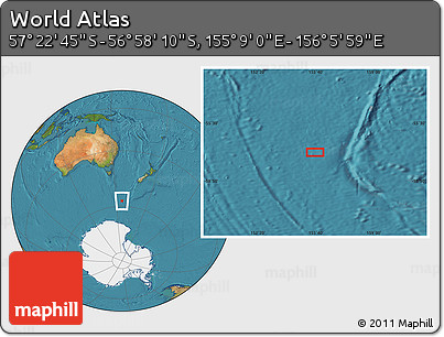 Satellite Location Map of the Area around 57° 10' 28" S, 155° 37' 30" E