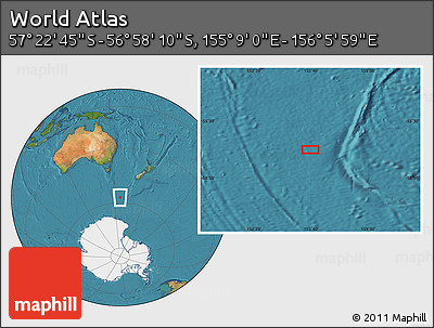 Satellite Location Map of the Area around 57° 10' 28" S, 155° 37' 30" E