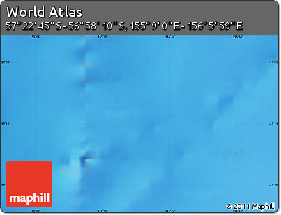 Physical Map of the Area around 57° 10' 28" S, 155° 37' 30" E
