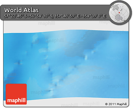 Physical 3D Map of the Area around 57° 10' 28" S, 158° 10' 30" E