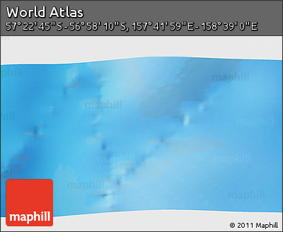 Physical 3D Map of the Area around 57° 10' 28" S, 158° 10' 30" E