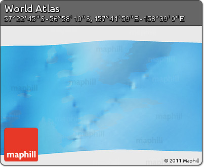 Physical 3D Map of the Area around 57° 10' 28" S, 158° 10' 30" E