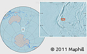 Gray Location Map of the area around 57° 10' 28" S, 159° 1' 30" E, hill shading