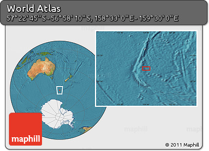 Satellite Location Map of the Area around 57° 10' 28" S, 159° 1' 30" E