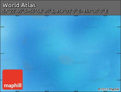 Physical Map of the Area around 57° 10' 28" S, 159° 1' 30" E