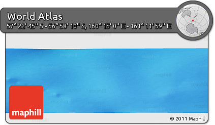 Physical Panoramic Map of the Area around 57° 10' 28" S, 160° 43' 29" E