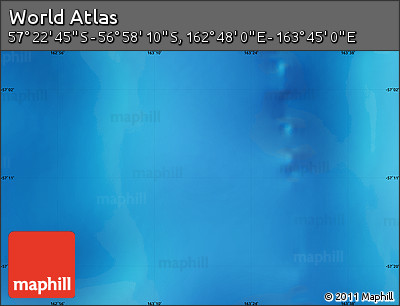 Physical Map of the Area around 57° 10' 28" S, 163° 16' 30" E