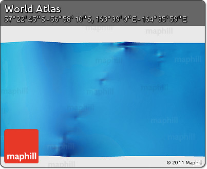 Shaded Relief 3D Map of the Area around 57° 10' 28" S, 164° 7' 30" E