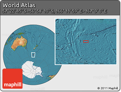 Satellite Location Map of the Area around 57° 10' 28" S, 166° 40' 30" E