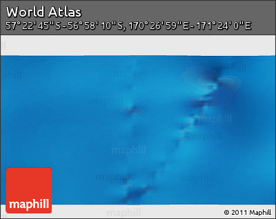 Physical 3D Map of the Area around 57° 10' 28" S, 170° 55' 30" E