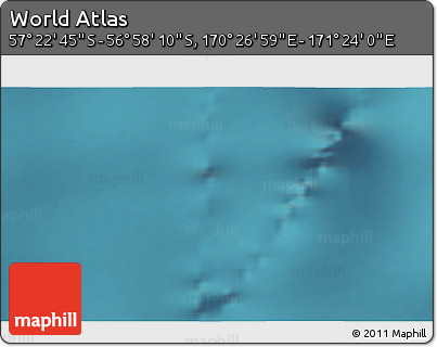 Satellite 3D Map of the Area around 57° 10' 28" S, 170° 55' 30" E