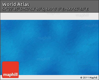 Physical 3D Map of the Area around 57° 10' 28" S, 173° 28' 29" E