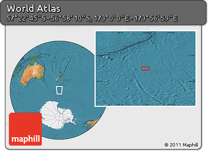 Satellite Location Map of the Area around 57° 10' 28" S, 173° 28' 29" E