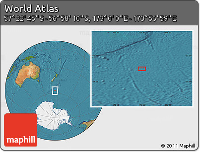 Satellite Location Map of the Area around 57° 10' 28" S, 173° 28' 29" E