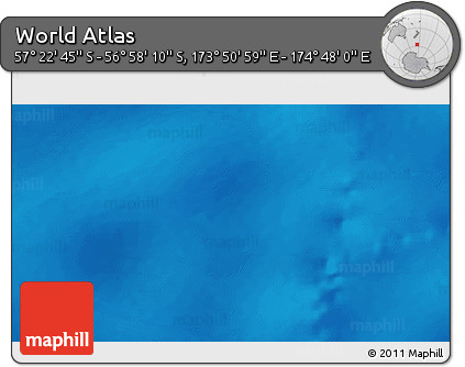 Physical 3D Map of the Area around 57° 10' 28" S, 174° 19' 29" E