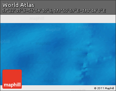 Physical 3D Map of the Area around 57° 10' 28" S, 174° 19' 29" E