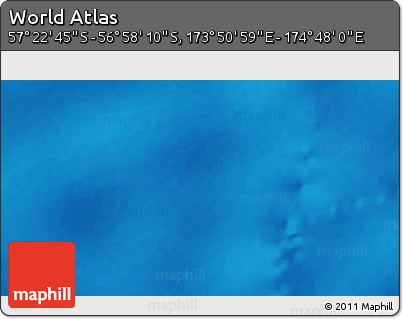 Physical 3D Map of the Area around 57° 10' 28" S, 174° 19' 29" E