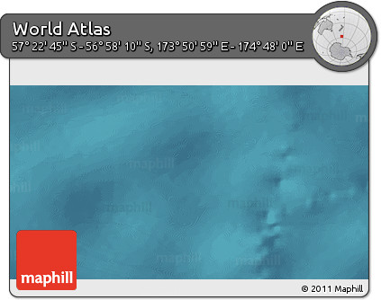 Satellite 3D Map of the Area around 57° 10' 28" S, 174° 19' 29" E
