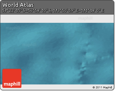 Satellite 3D Map of the Area around 57° 10' 28" S, 174° 19' 29" E