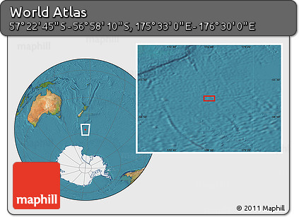 Satellite Location Map of the Area around 57° 10' 28" S, 176° 1' 30" E