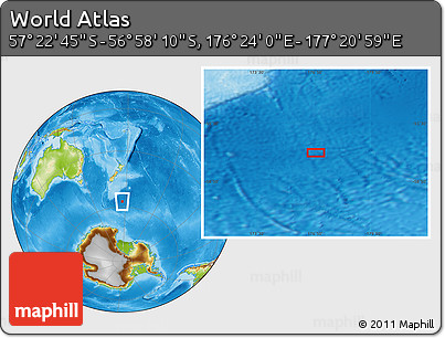 Physical Location Map of the Area around 57° 10' 28" S, 176° 52' 30" E