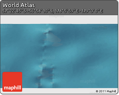 Satellite 3D Map of the Area around 57° 10' 28" S, 178° 34' 29" E
