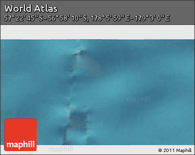 Satellite 3D Map of the Area around 57° 10' 28" S, 178° 34' 29" E