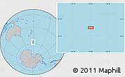 Gray Location Map of the area around 57° 10' 28" S, 178° 34' 29" E